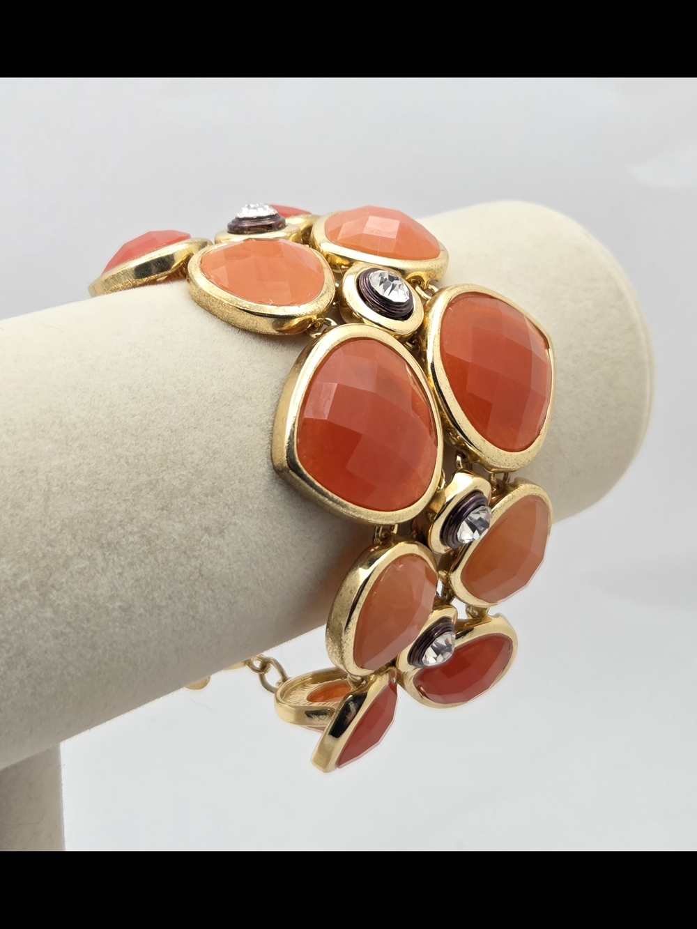 Dana Buchman Gold Tone Orange Teardrop Resin Statement Toggle Bracelet